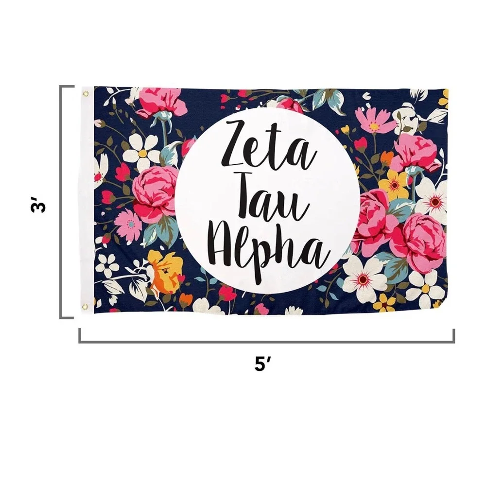 Scotty Gear Zeta Tau Alpha Floral Sorority Flag Wall Decor 3x5 Blue Multi